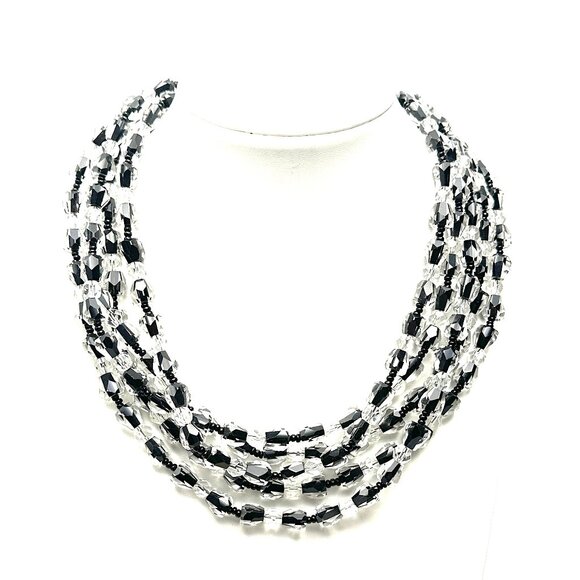 1950s Miriam Haskell Five-Strand Crystal Necklace — Signed, Museum Quality — EUC - Picture 2 of 10